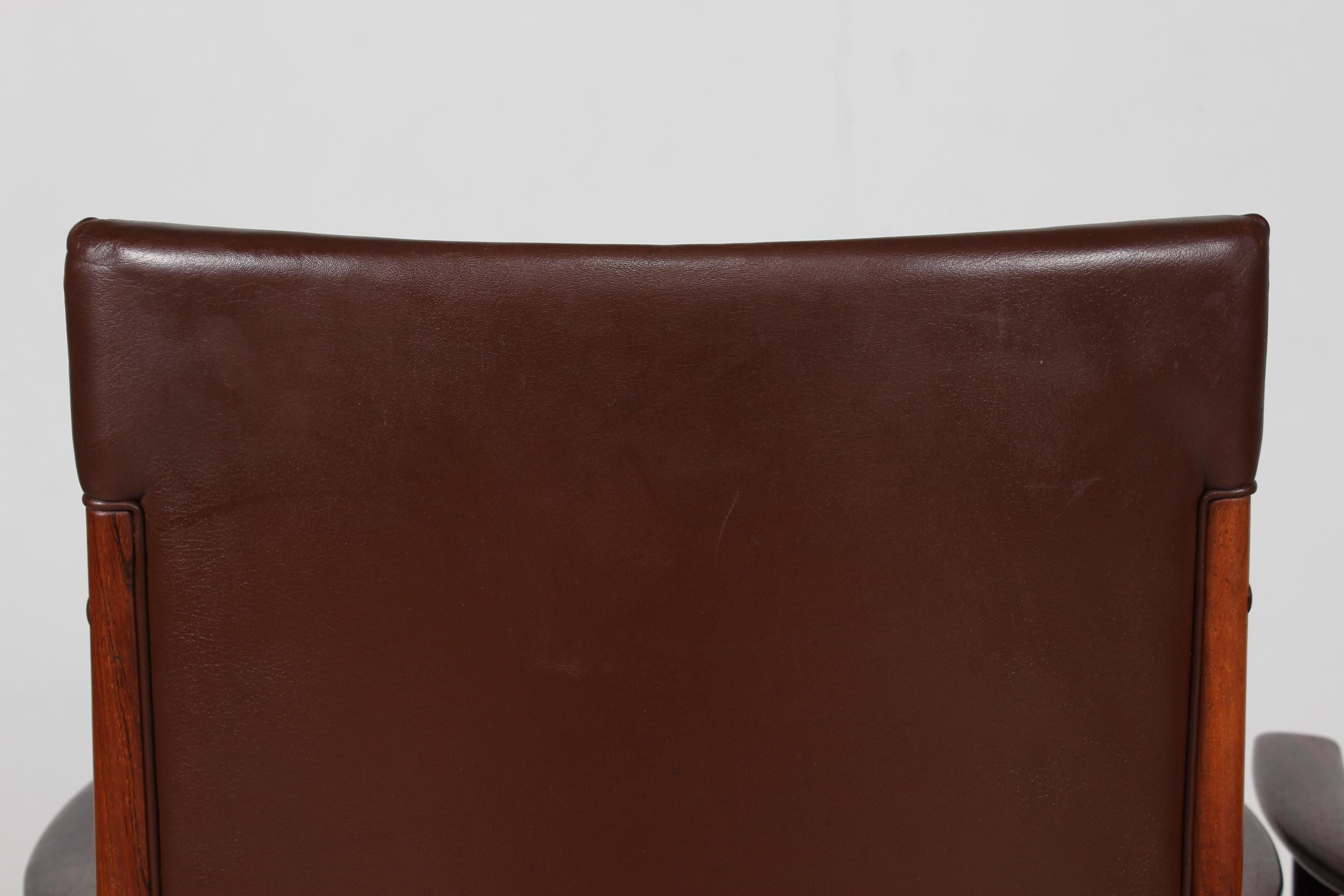 Kai Lyngfeldt Larsen set 14 Conference Chairs of Rosewood + Leather Denmark 1960 For Sale 8