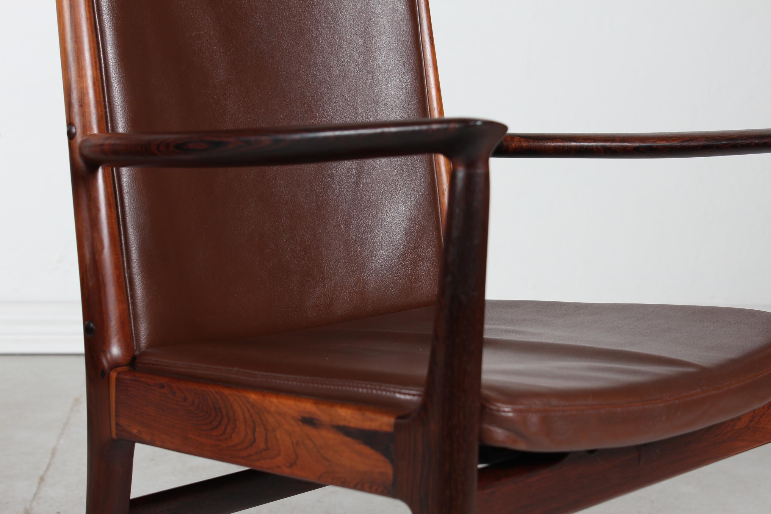 Kai Lyngfeldt Larsen set 14 Conference Chairs of Rosewood + Leather Denmark 1960 For Sale 2