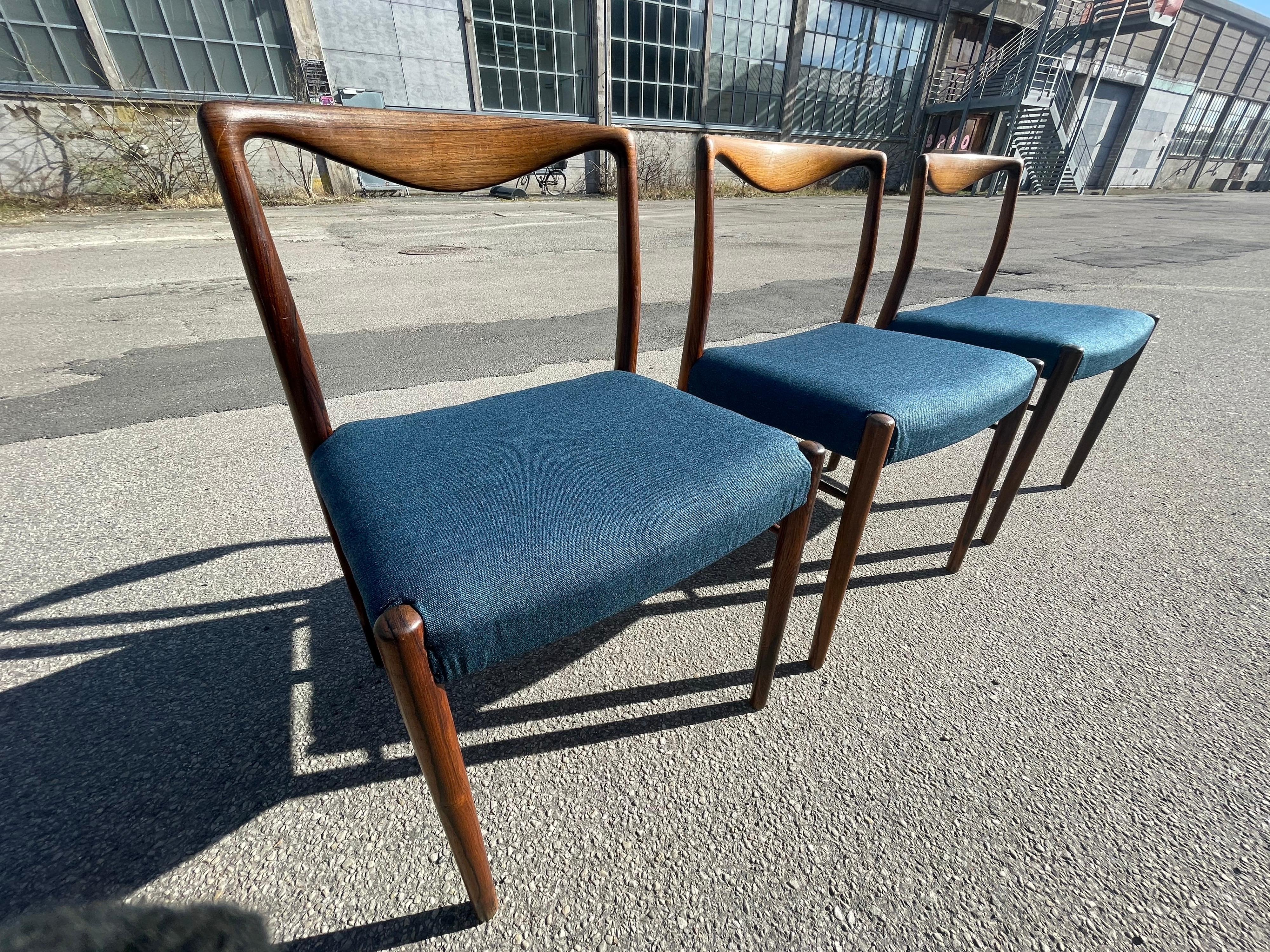 Mid-Century Modern Kai Lyngfeldt Larsen Set of Four Dining Chairs in Rosewood, Denmark, 1960s