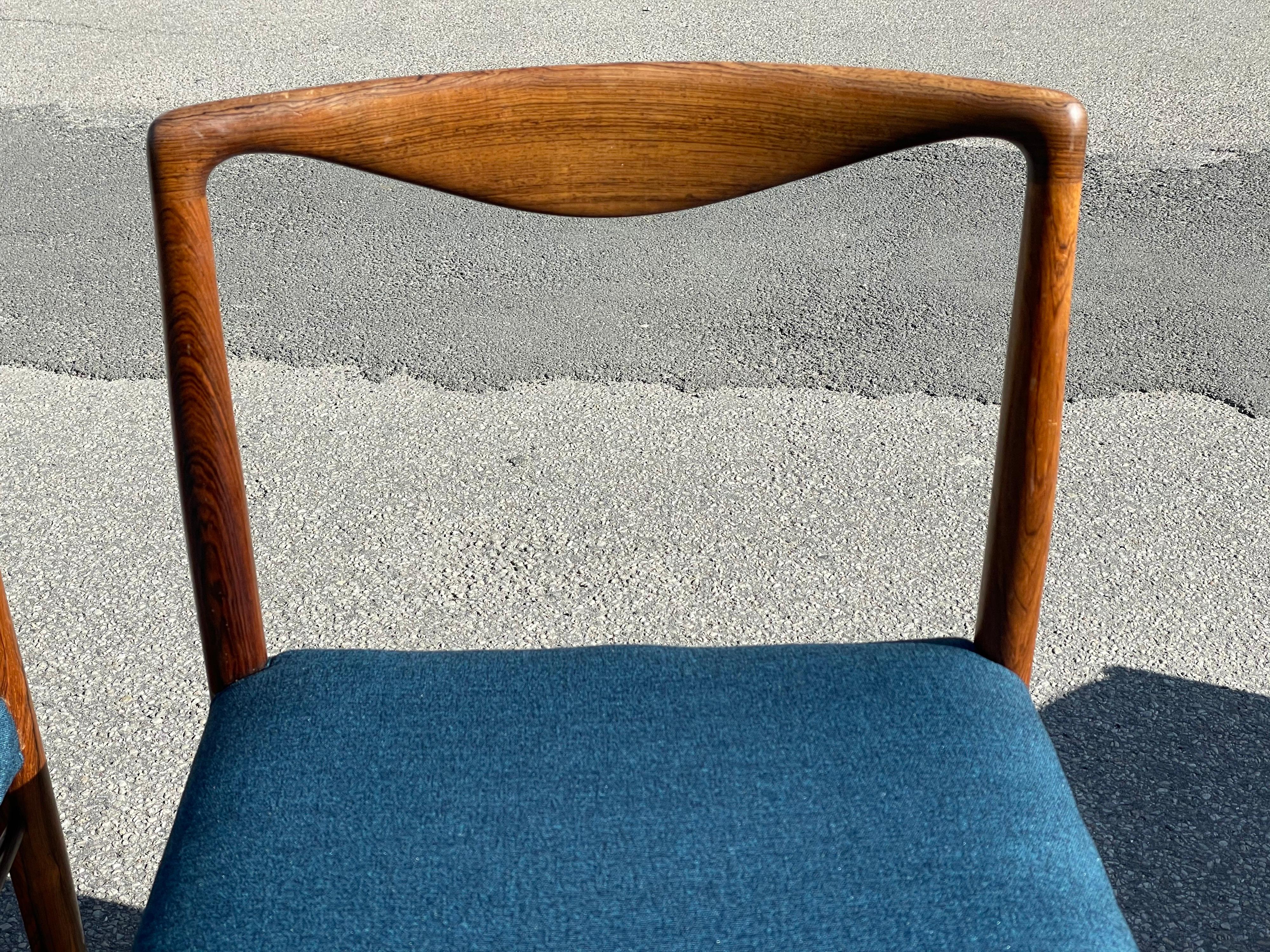 Danish Kai Lyngfeldt Larsen Set of Four Dining Chairs in Rosewood, Denmark, 1960s