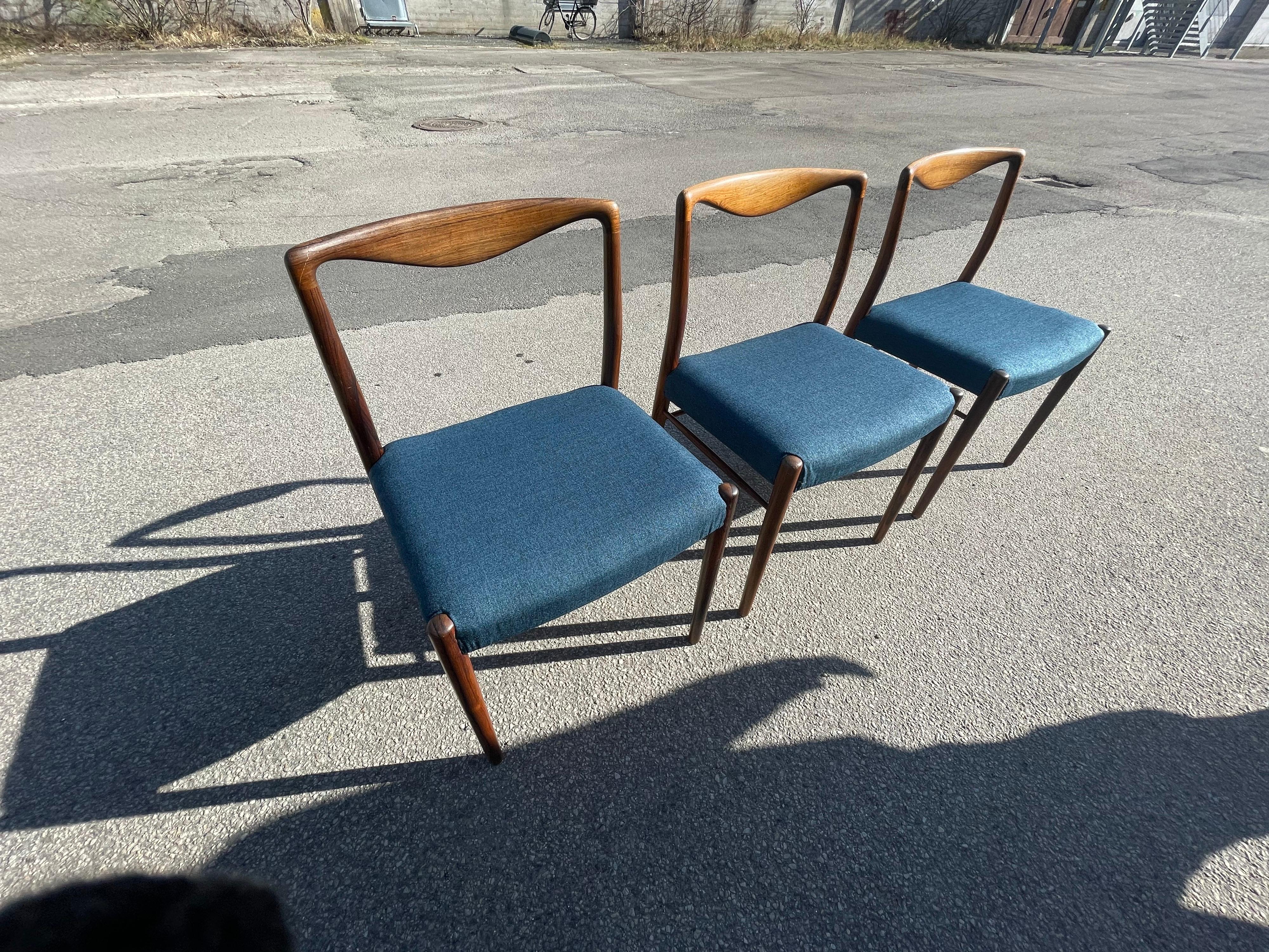 Mid-20th Century Kai Lyngfeldt Larsen Set of Four Dining Chairs in Rosewood, Denmark, 1960s
