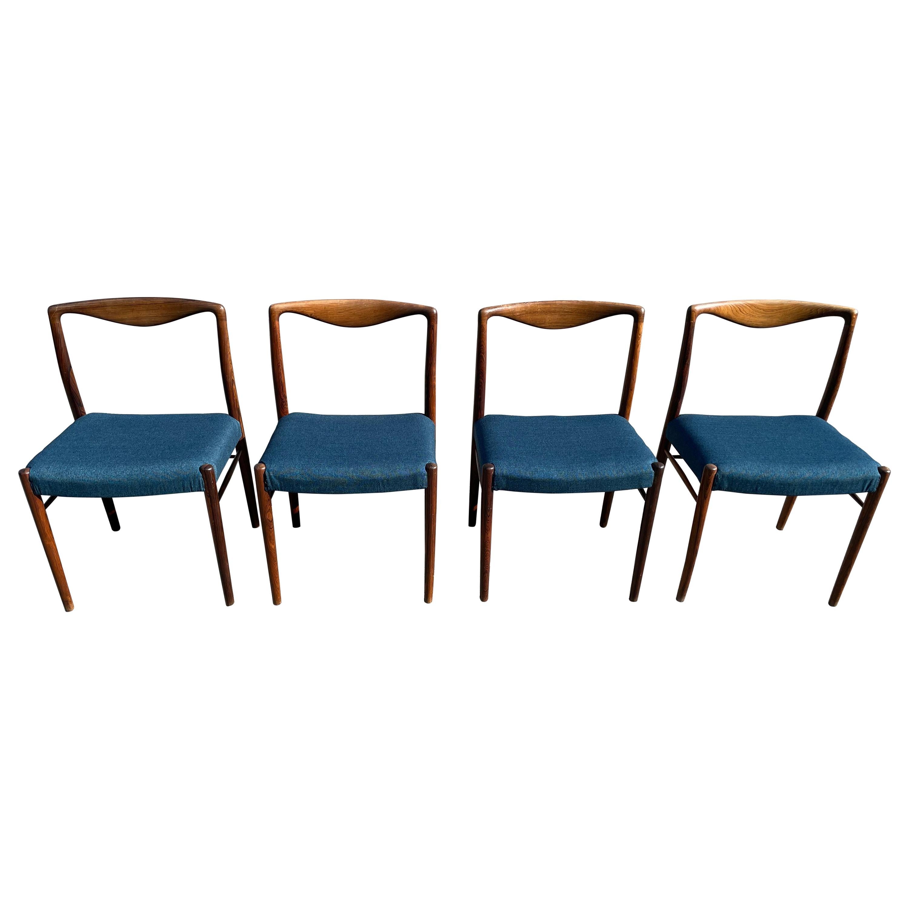 Kai Lyngfeldt Larsen Set of Four Dining Chairs in Rosewood, Denmark, 1960s