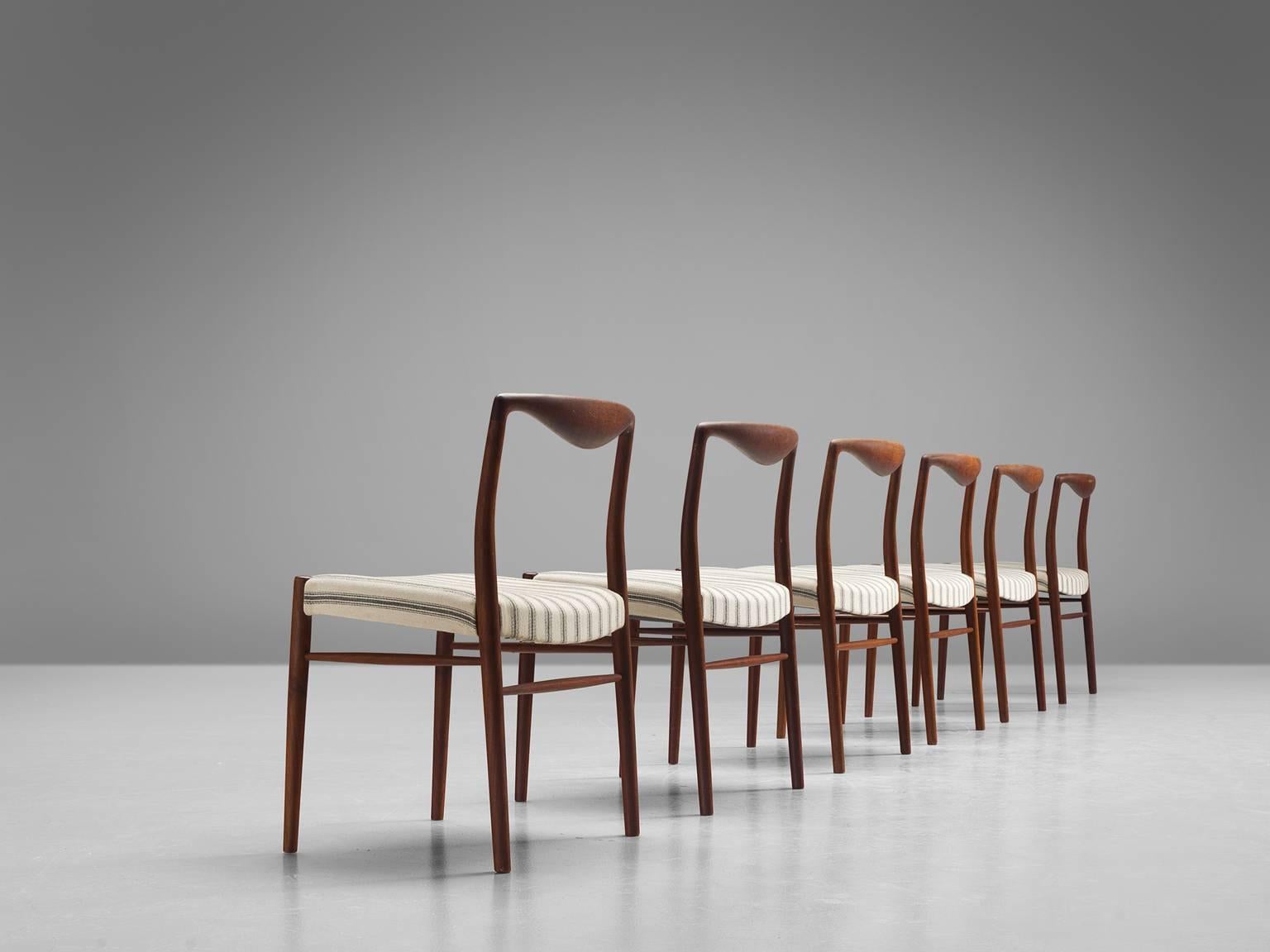 Kai Lyngfeldt Larsen Six Teak Danish Dining Chairs In Good Condition In Waalwijk, NL