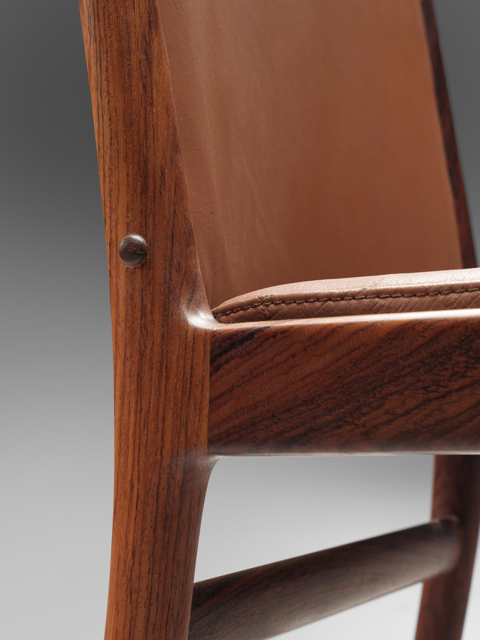 Kai Lyngfelt-Larsen Set of Six Dining Chairs in Leather and Rosewood 5