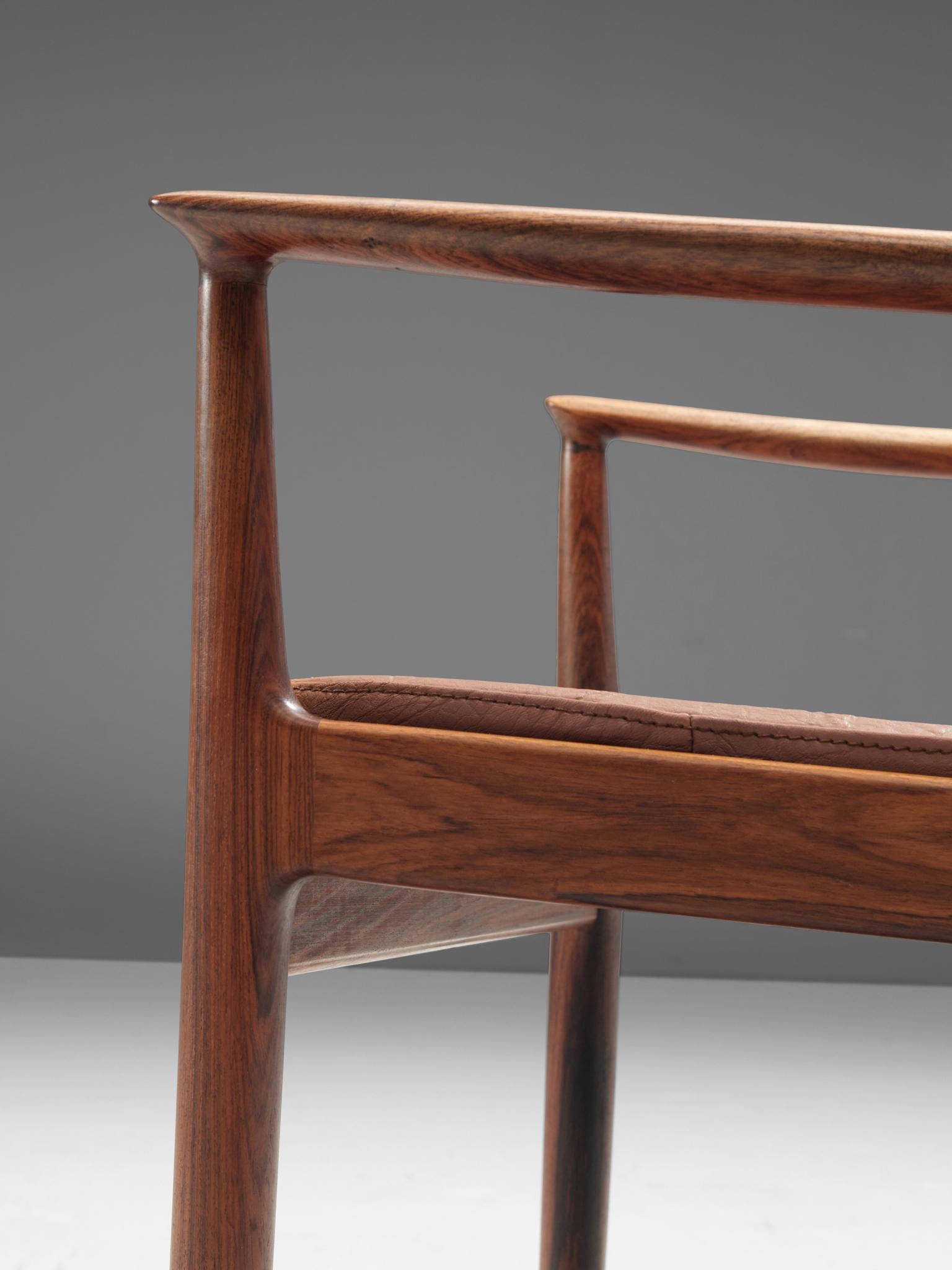 Kai Lyngfelt-Larsen Set of Six Dining Chairs in Leather and Rosewood 8