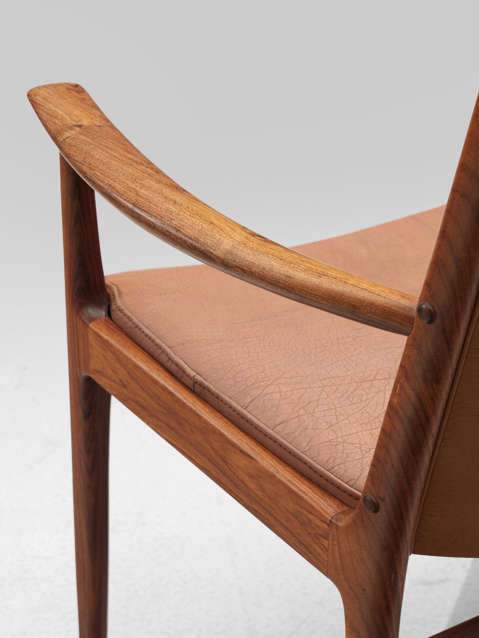 Kai Lyngfelt-Larsen Set of Six Dining Chairs in Leather and Rosewood 9