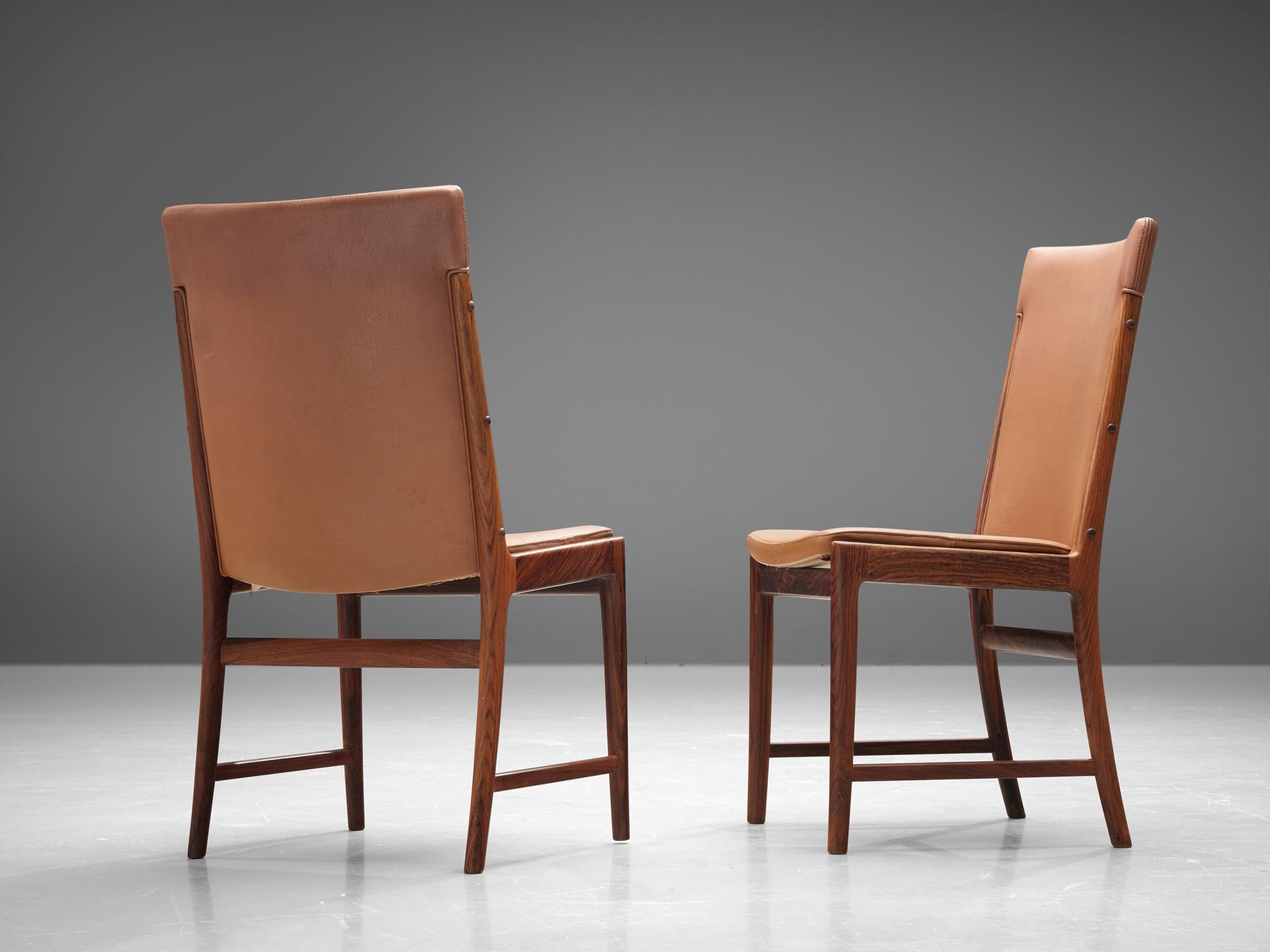 Kai Lyngfelt-Larsen Set of Six Dining Chairs in Leather and Rosewood 1