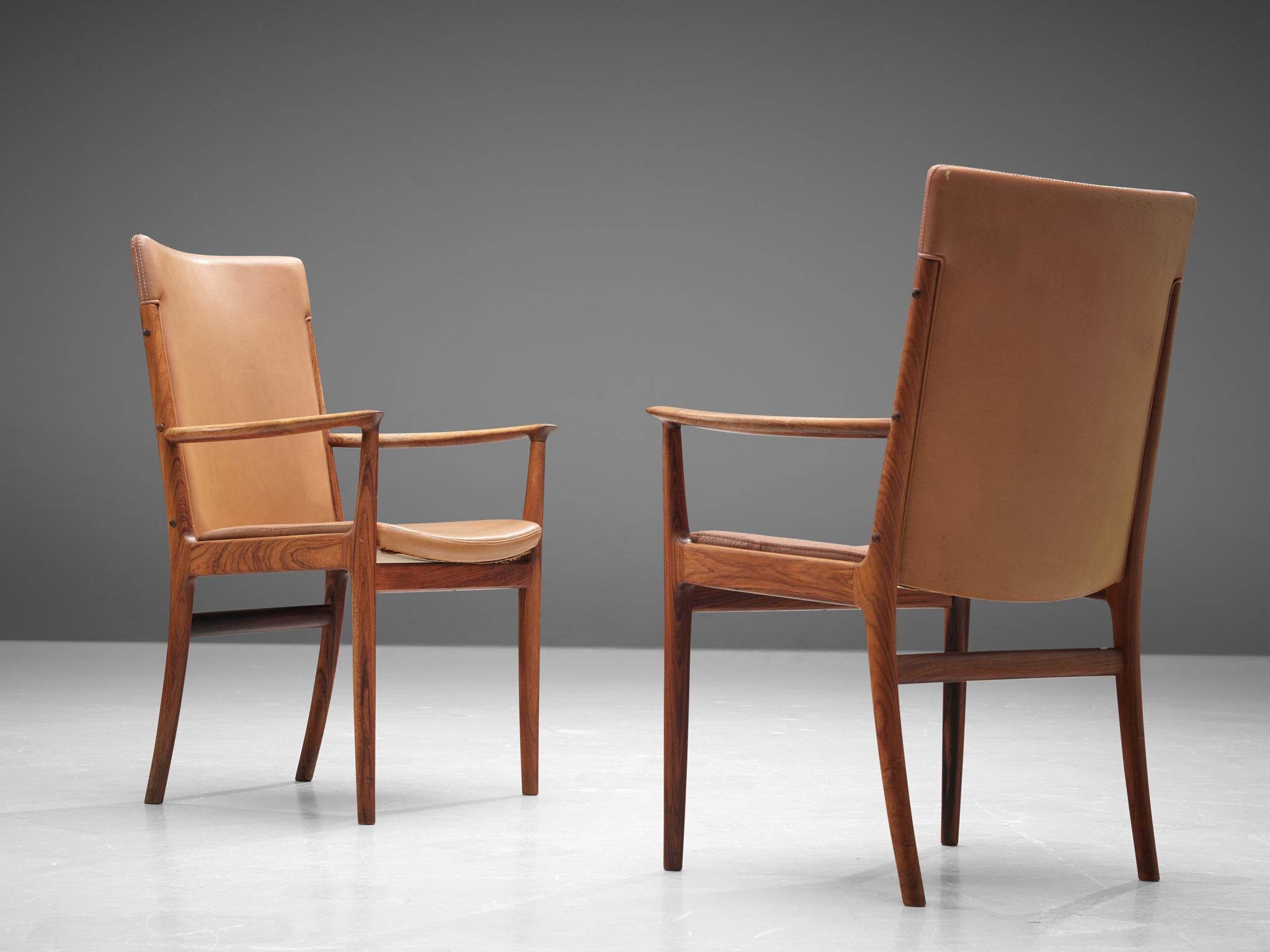 Kai Lyngfelt-Larsen Set of Six Dining Chairs in Leather and Rosewood 3