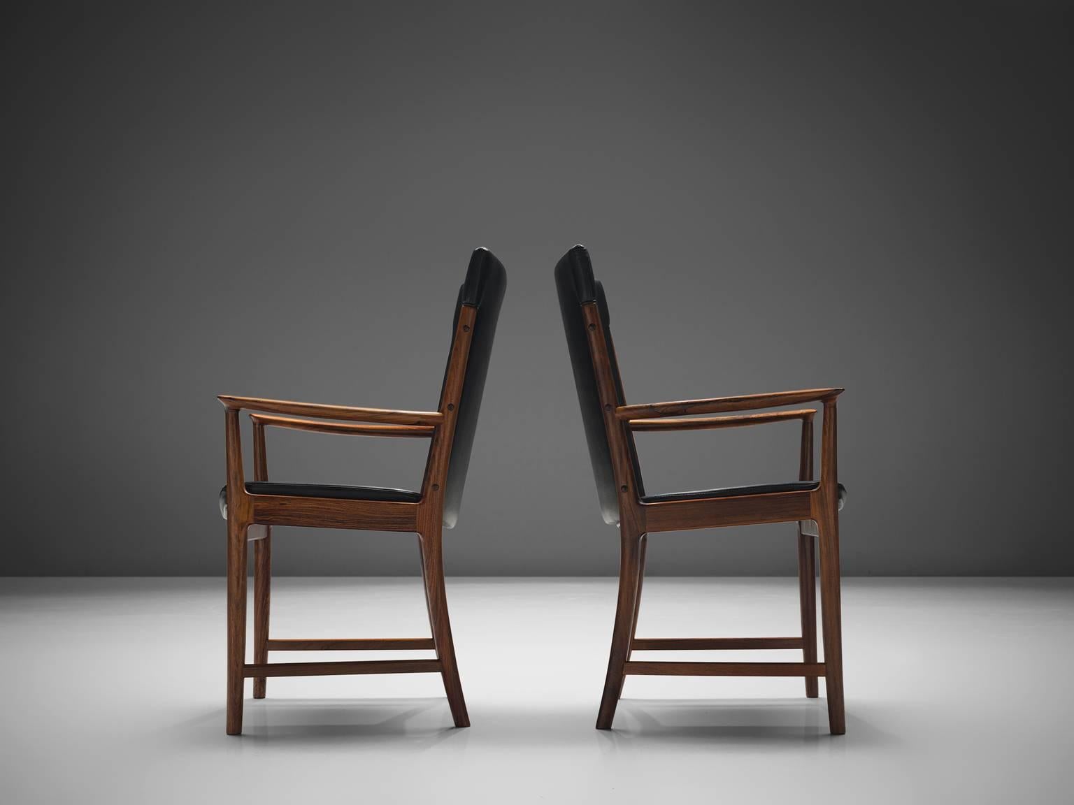 Mid-20th Century Kai Lyngfelt-Larsen Set of Ten Dining Chairs in Leather and Rosewood