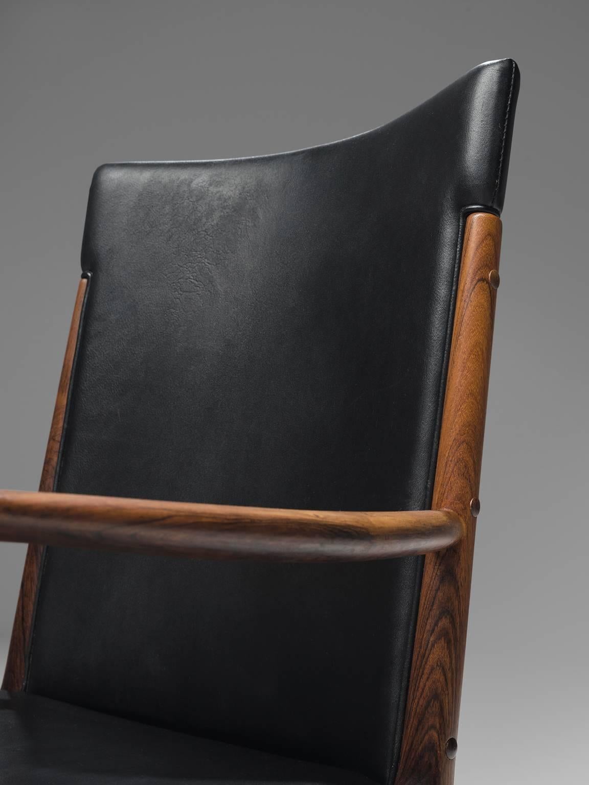 Kai Lyngfelt-Larsen Set of Ten Dining Chairs in Leather and Rosewood 1