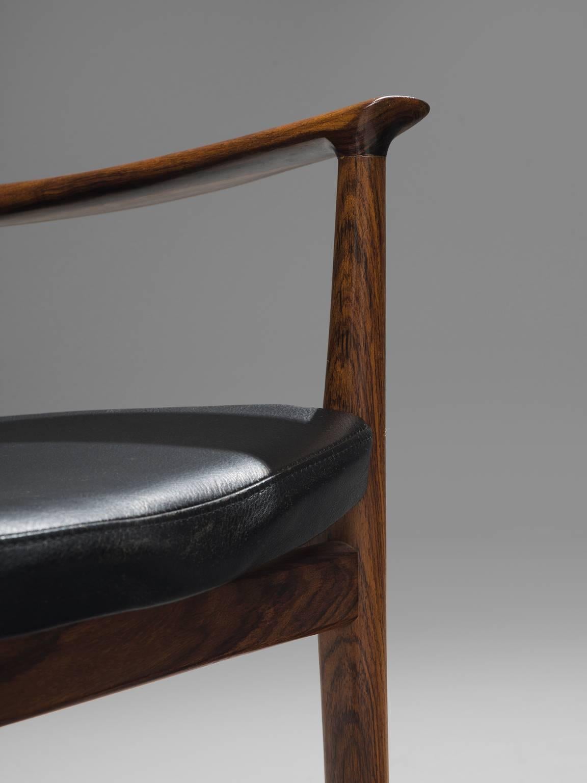 Kai Lyngfelt-Larsen Set of Ten Dining Chairs in Leather and Rosewood 3