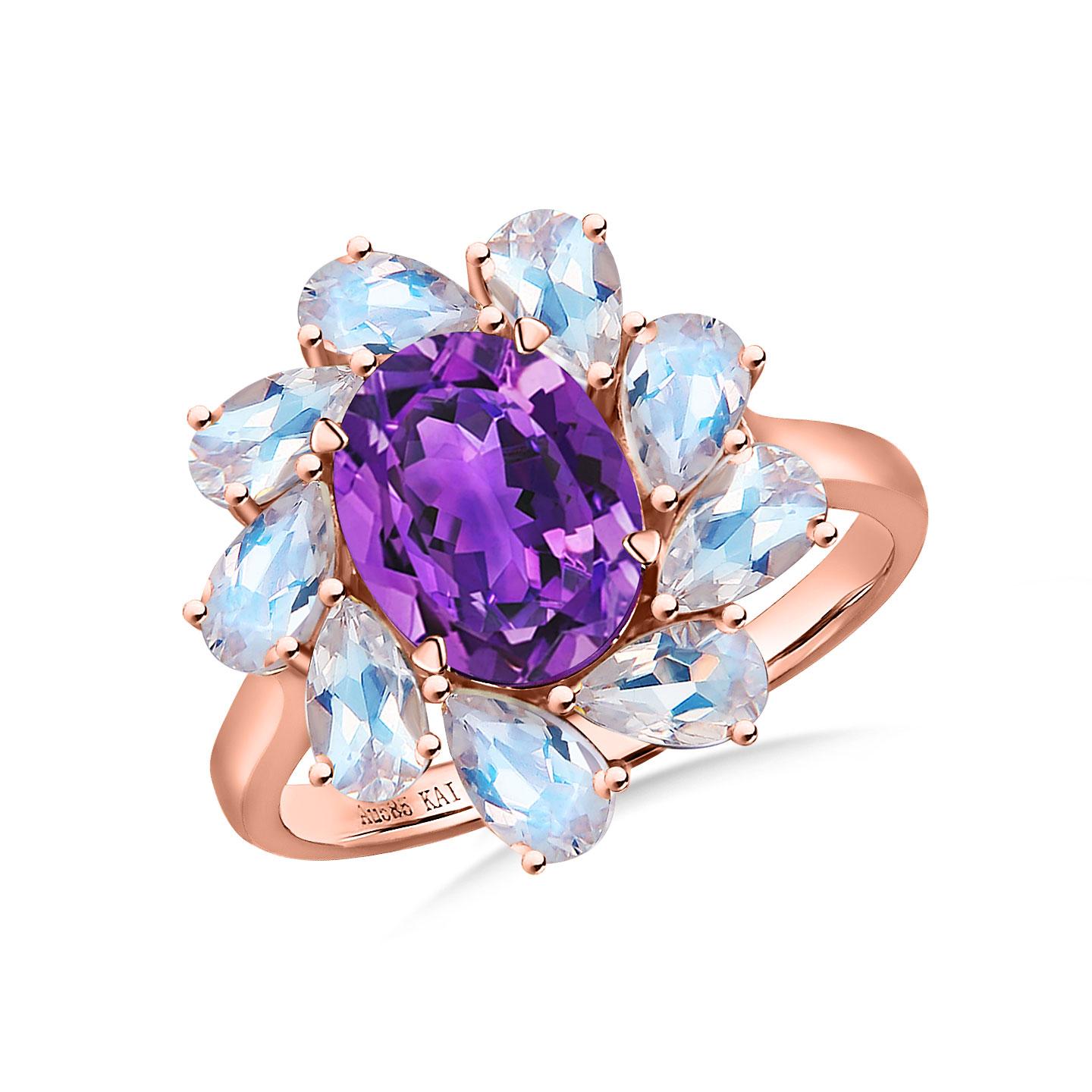 Kai Mellissa 6,70ctw Amethyst & Mondstein Ring im Angebot 4