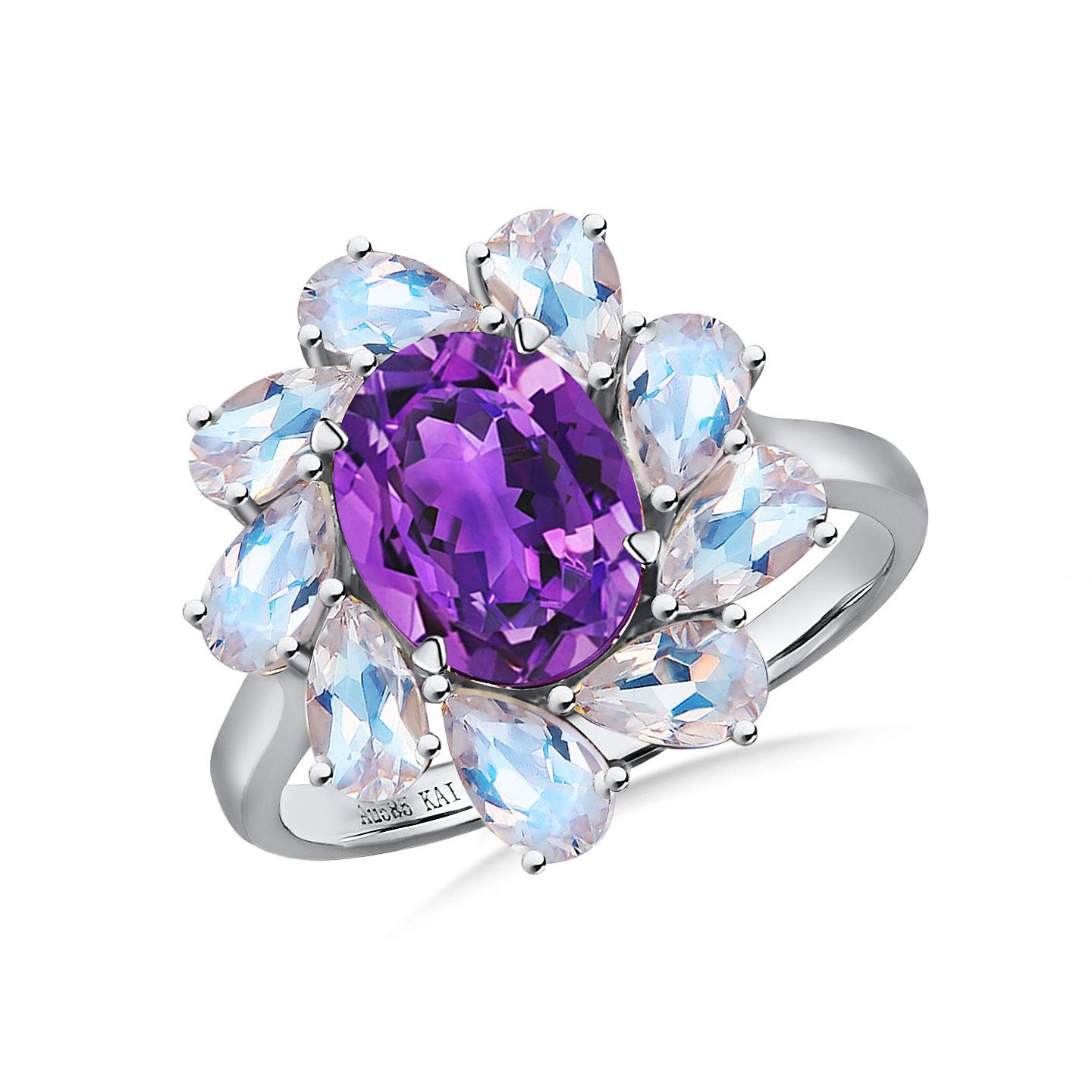 Kai Mellissa 6,70ctw Amethyst & Mondstein Ring im Angebot 3