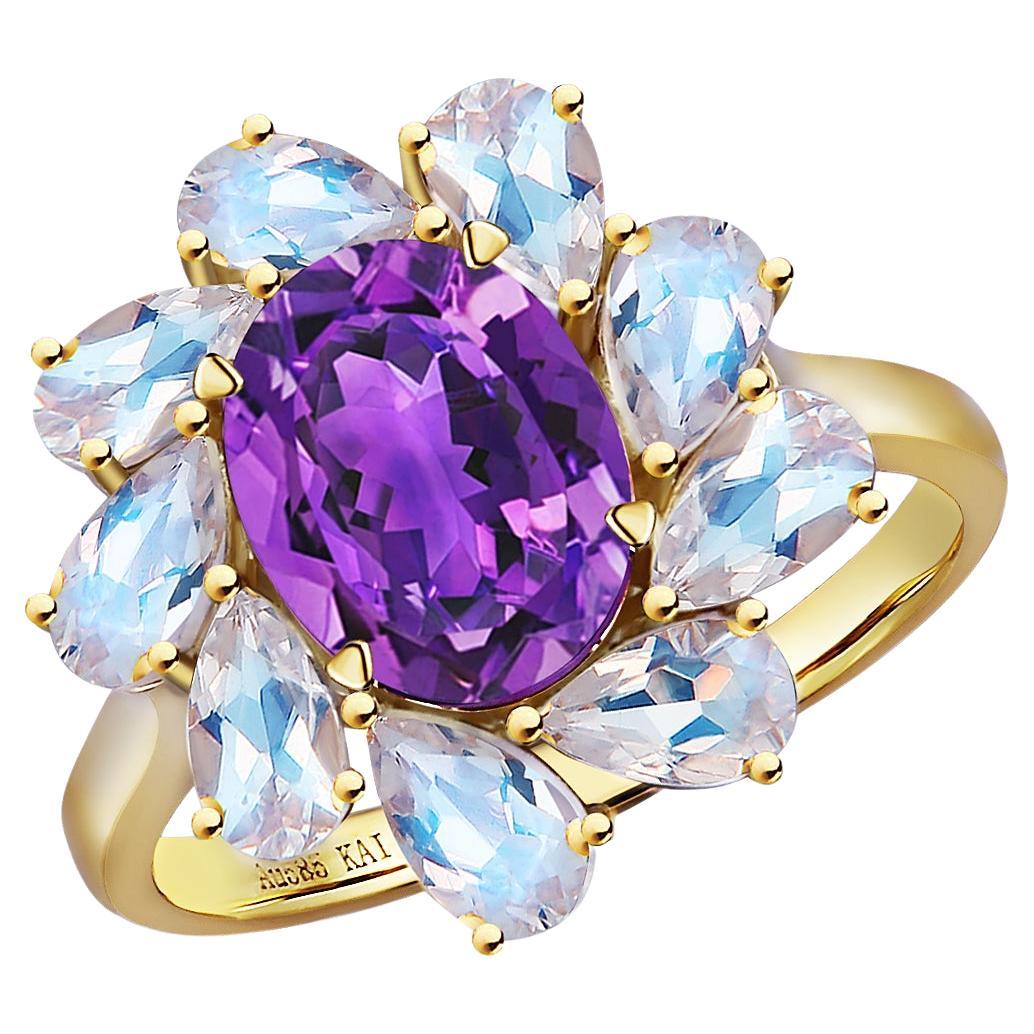 Kai Mellissa 6,70ctw Amethyst & Mondstein Ring