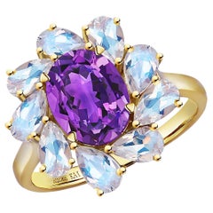 Kai Mellissa 6,70ctw Amethyst & Mondstein Ring