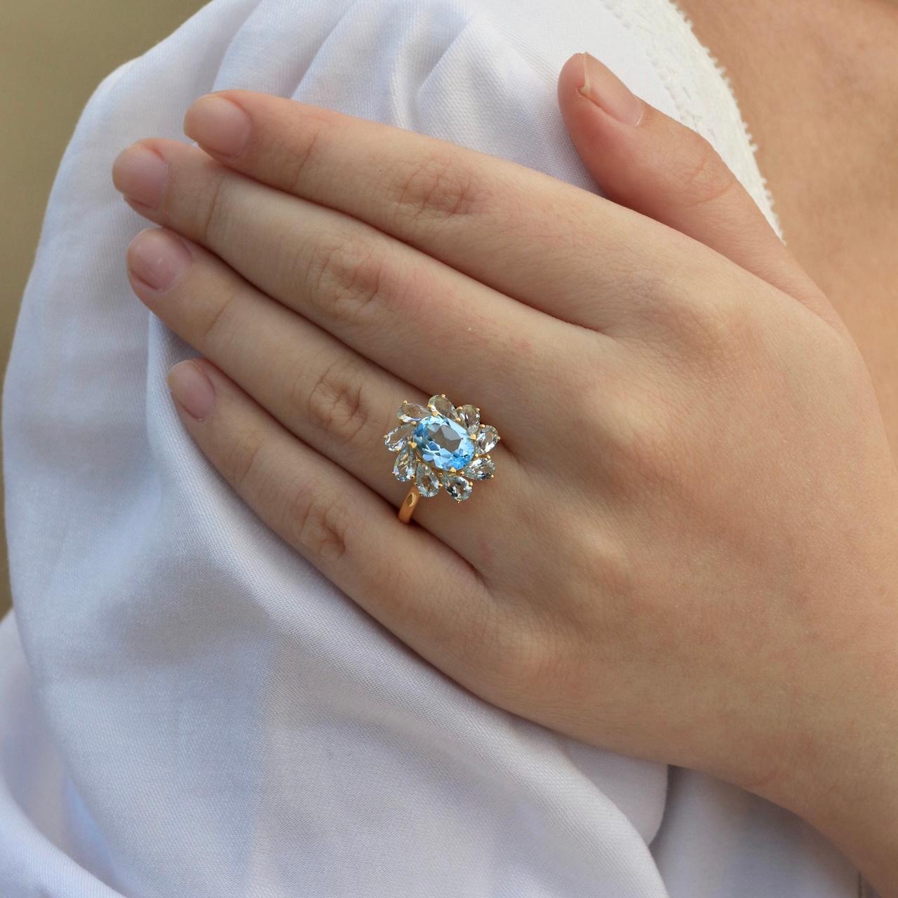 Kai Mellissa 8,60ctw Topas Aquamarin Ring im Angebot 4