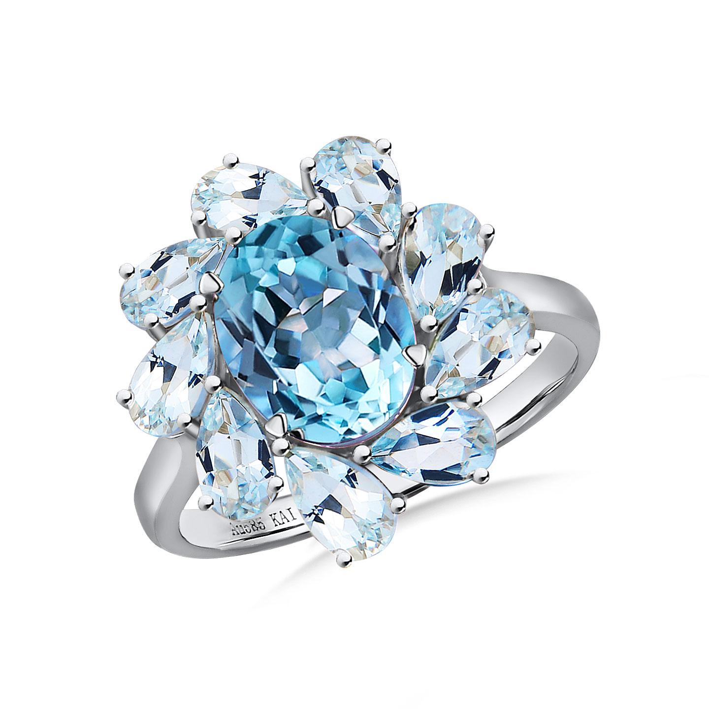 Kai Mellissa 8,60ctw Topas Aquamarin Ring im Angebot 5