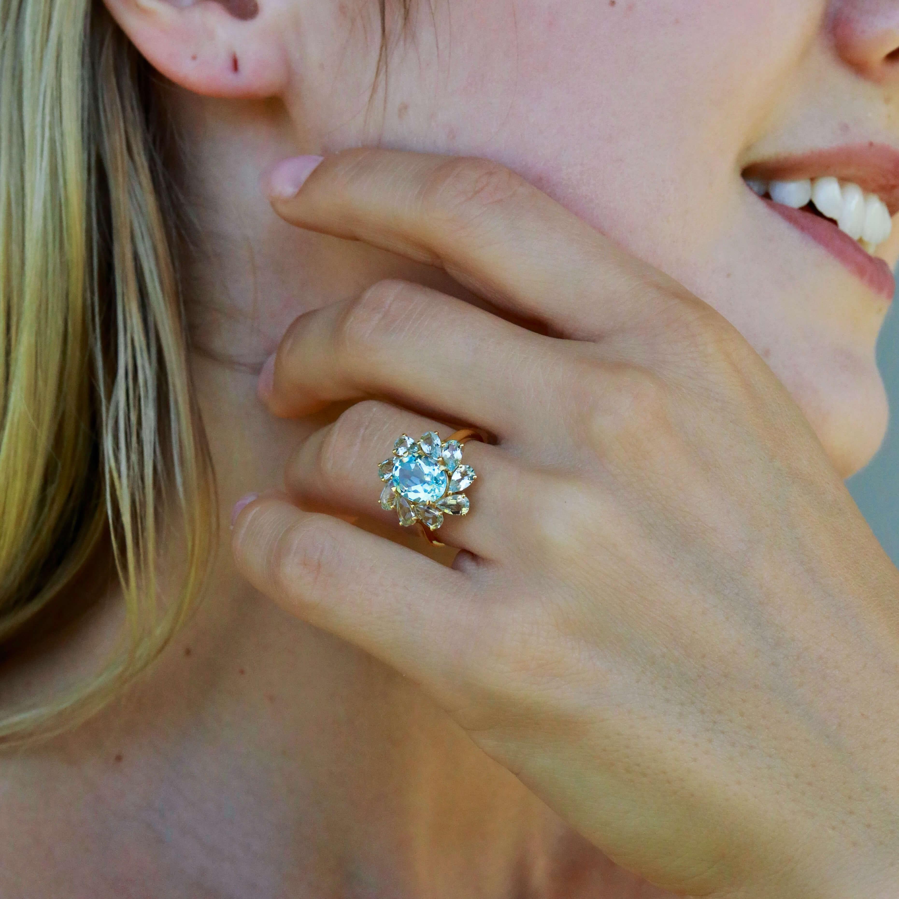 Kai Mellissa 8,60ctw Topas Aquamarin Ring im Angebot 1