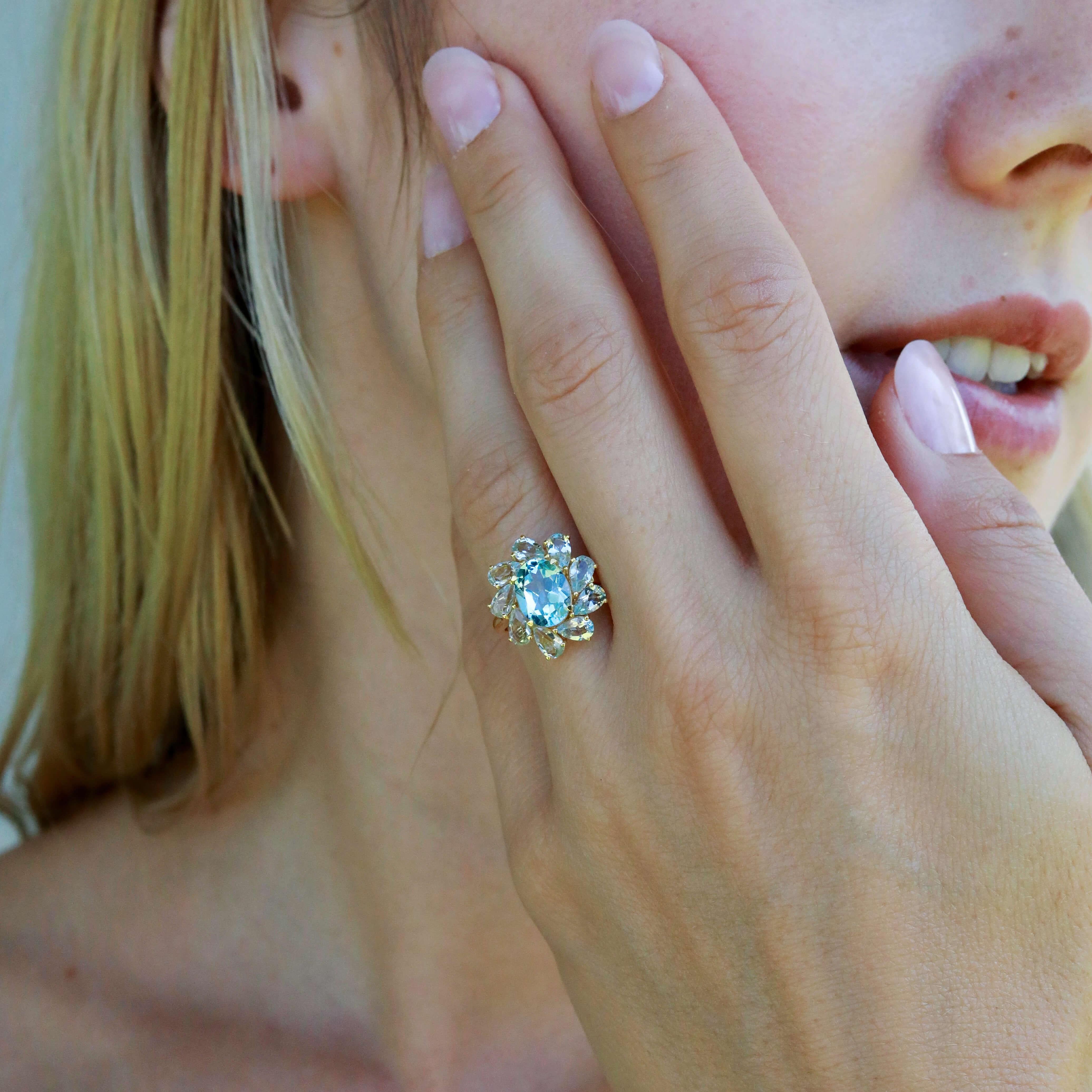 Kai Mellissa 8,60ctw Topas Aquamarin Ring im Angebot 2
