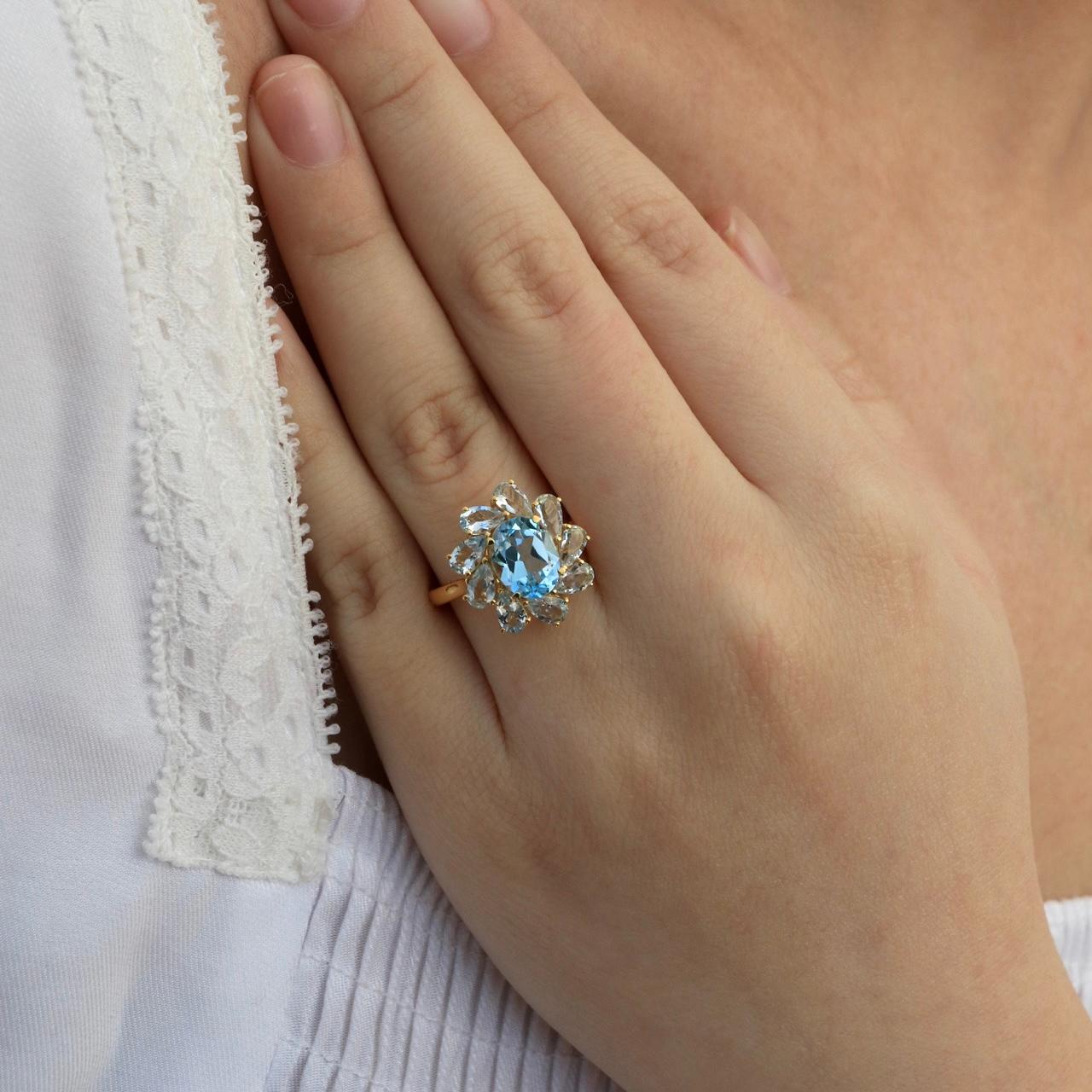 Kai Mellissa 8,60ctw Topas Aquamarin Ring im Angebot 3