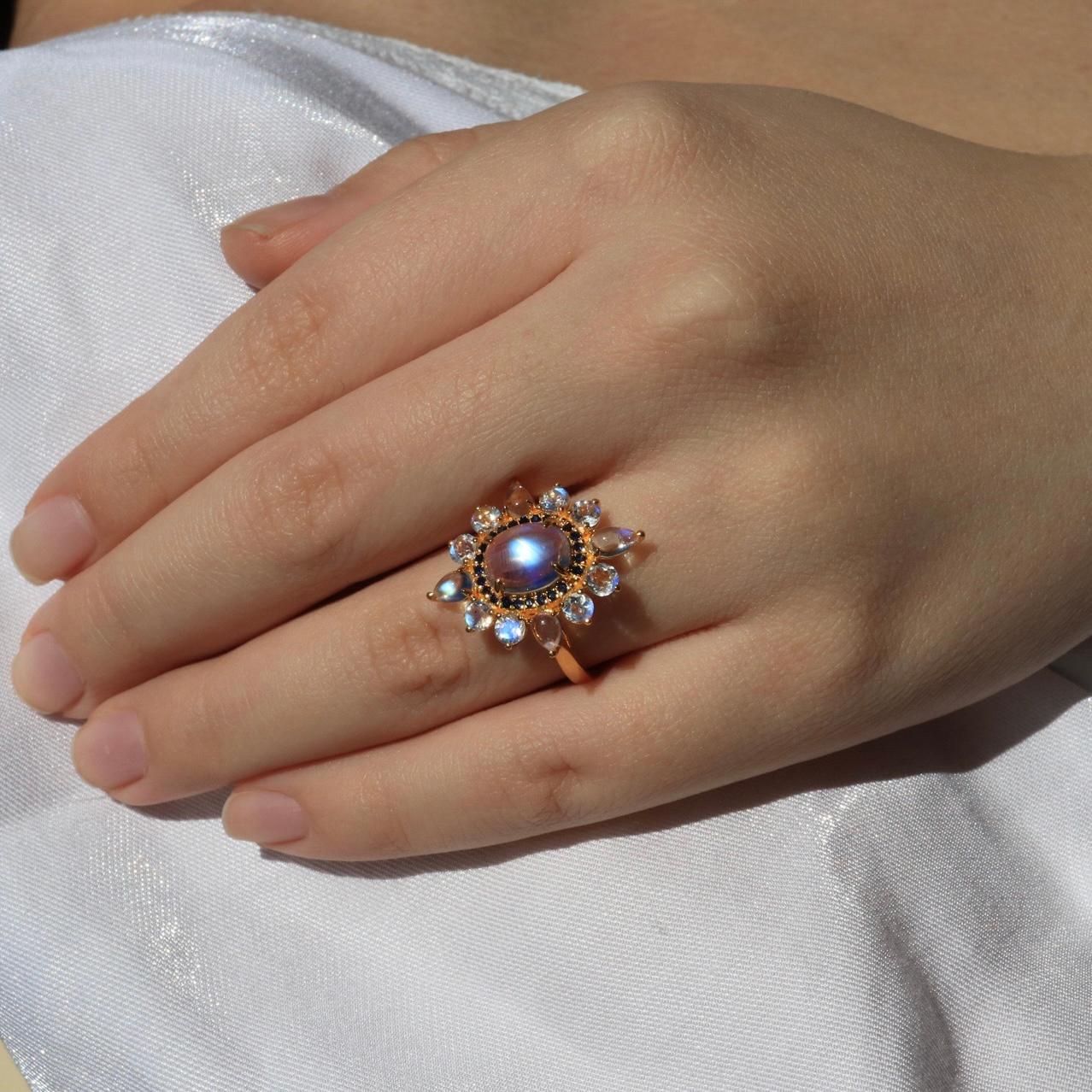 For Sale:  Kai Moonstone Sapphire Cocktail Ring 10