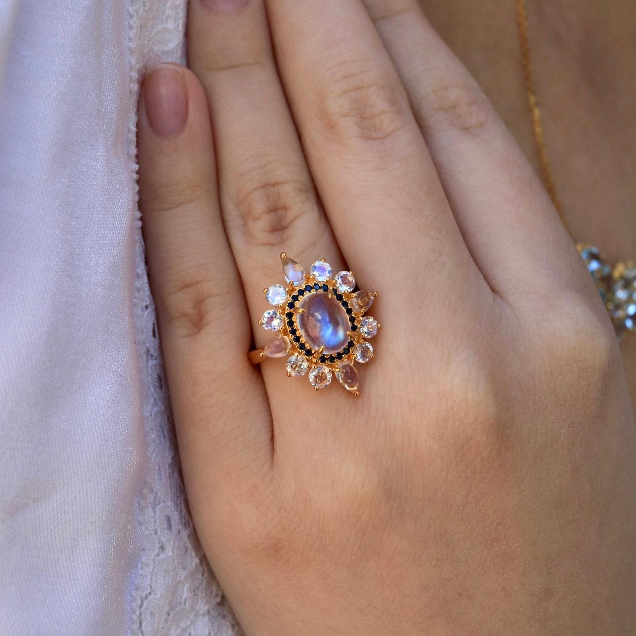 For Sale:  Kai Moonstone Sapphire Cocktail Ring 2