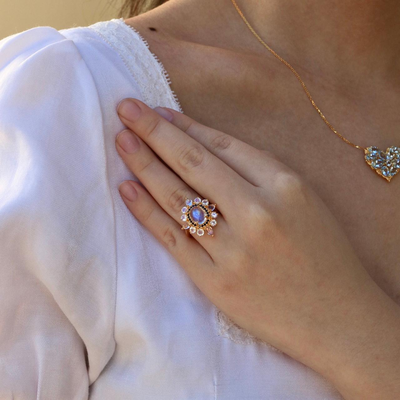 For Sale:  Kai Moonstone Sapphire Cocktail Ring 3