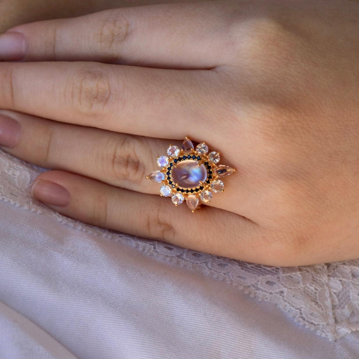 For Sale:  Kai Moonstone Sapphire Cocktail Ring 6