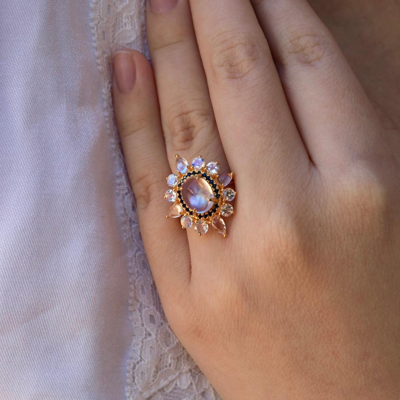 For Sale:  Kai Moonstone Sapphire Cocktail Ring 7