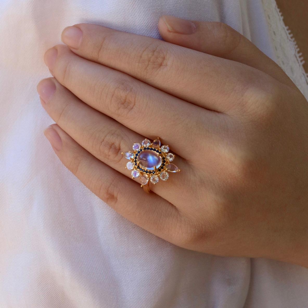 For Sale:  Kai Moonstone Sapphire Cocktail Ring 8