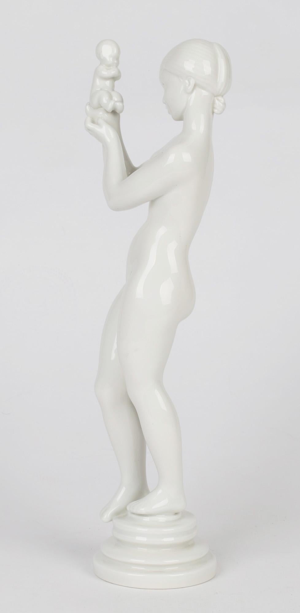 Danish Kai Nielsen '1882-1924' Bing & Grondhal Porcelain Mother & Child Sculpture For Sale