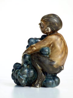 Kai Nielsen Bing & Grondahl Denmark Art Deco Stoneware Faun with Grape