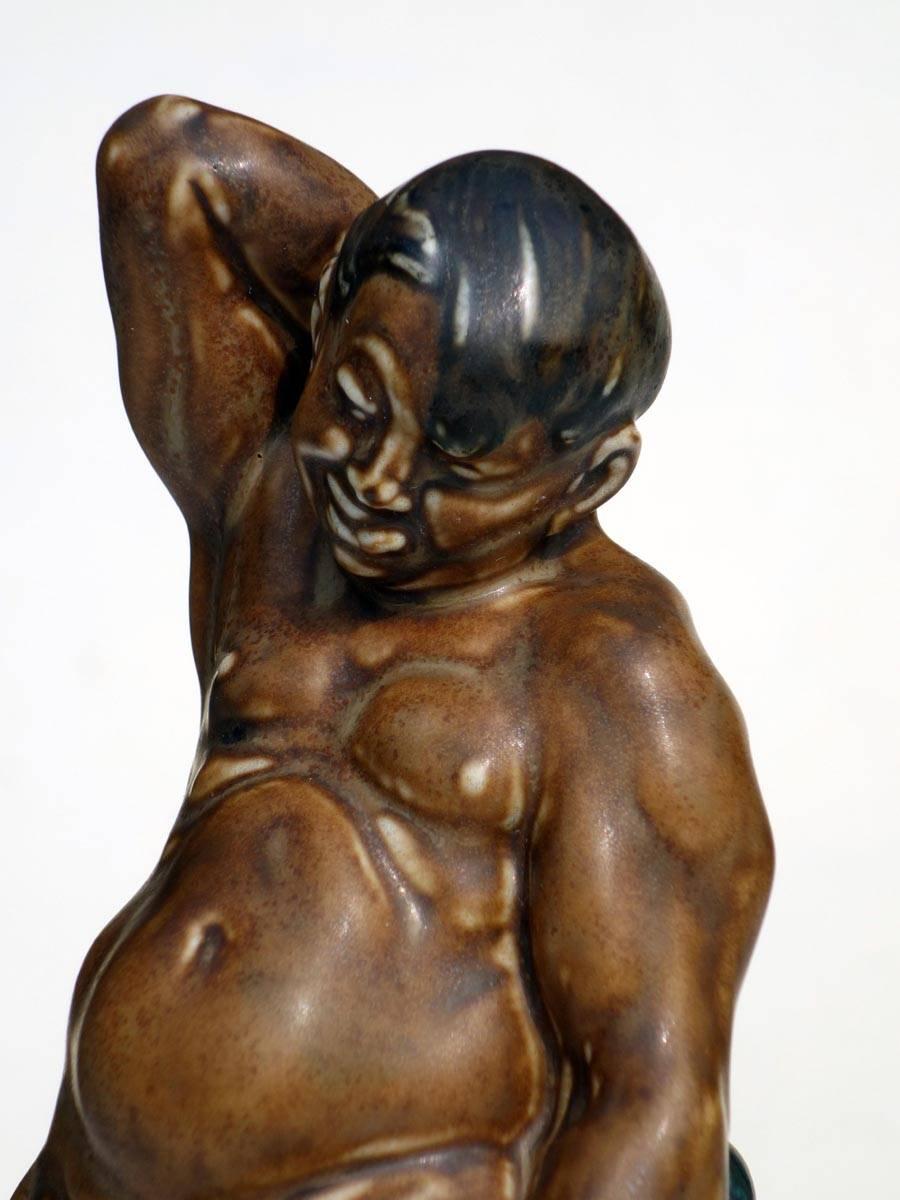 Kai Nielsen Bing & Grondahl Denmark Art Deco Stoneware Figure with Grape For Sale 1
