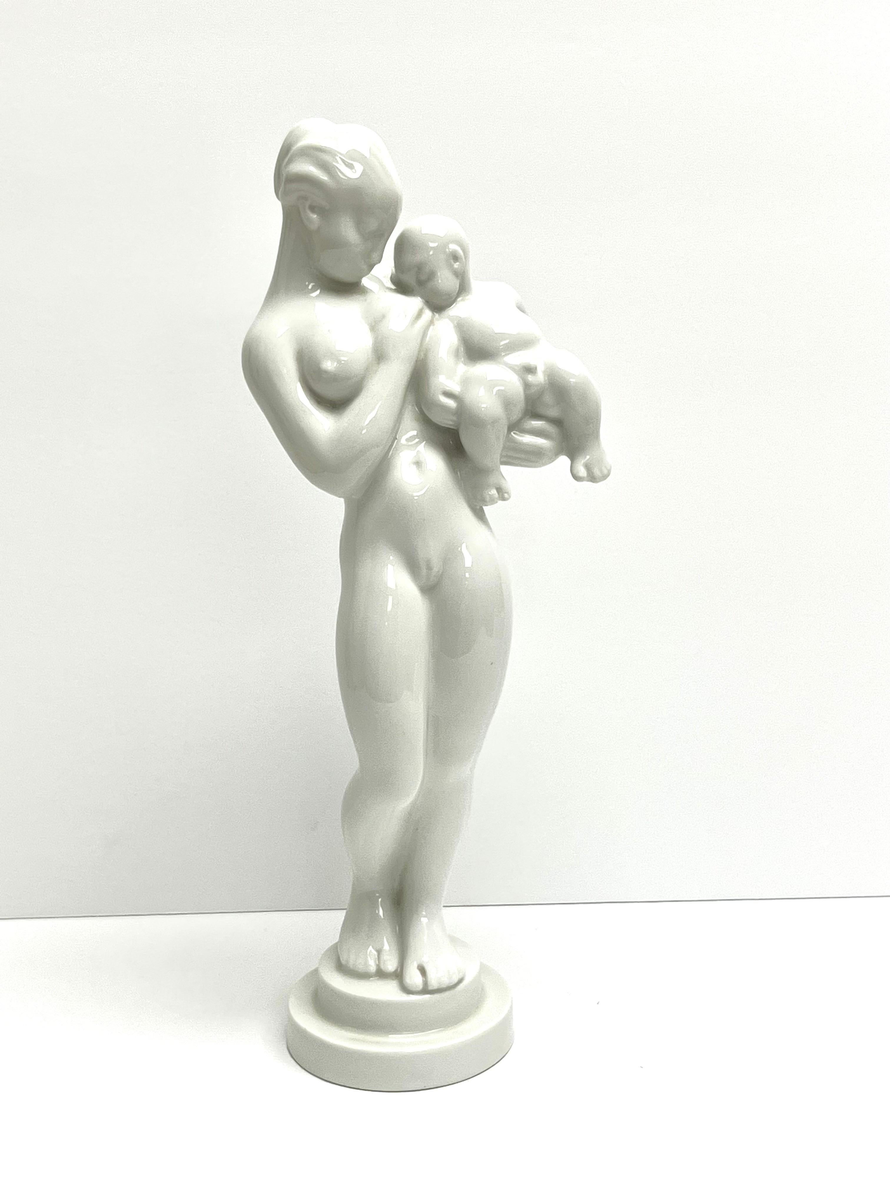 Danish Kai Nielsen Bing Grondahl B G Sucking Baby White Porcelain Sculpture