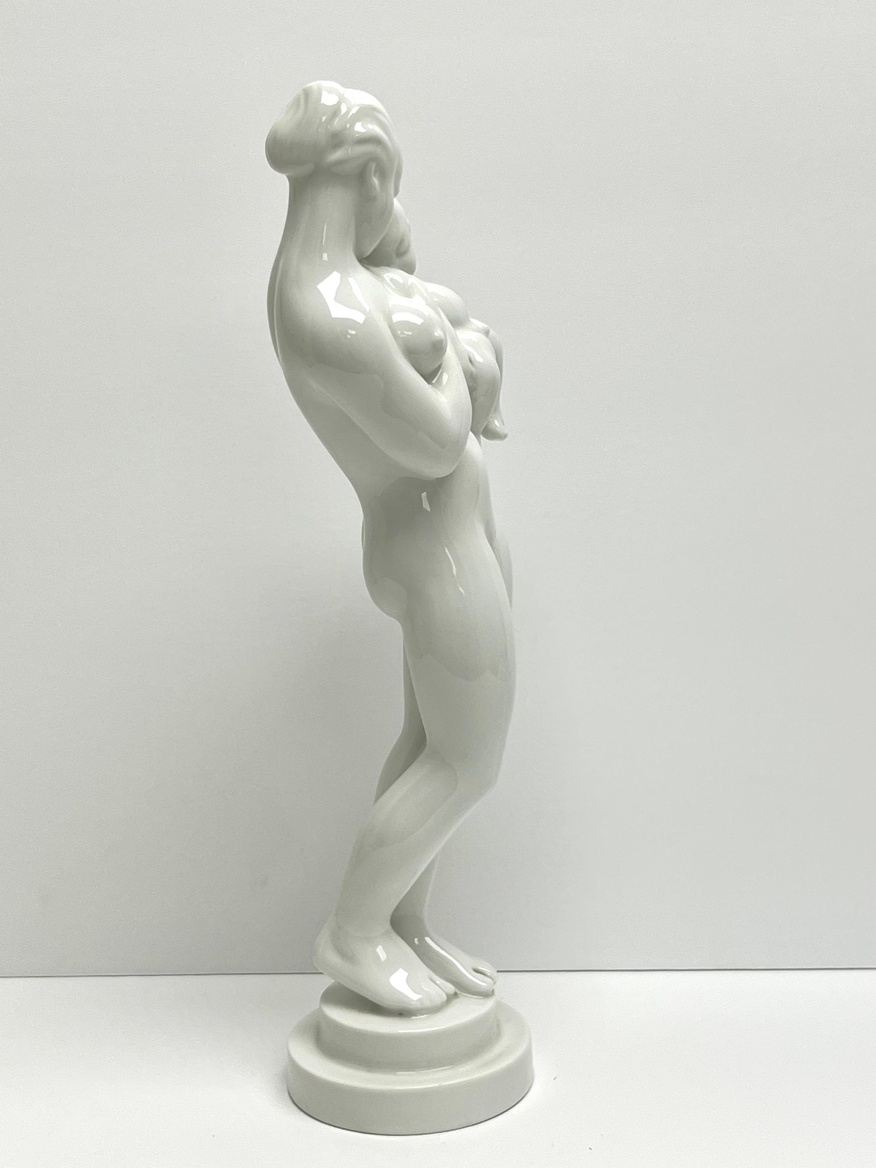 Kai Nielsen Bing Grondahl B G Sucking Baby White Porcelain Sculpture In Good Condition In Miami, FL