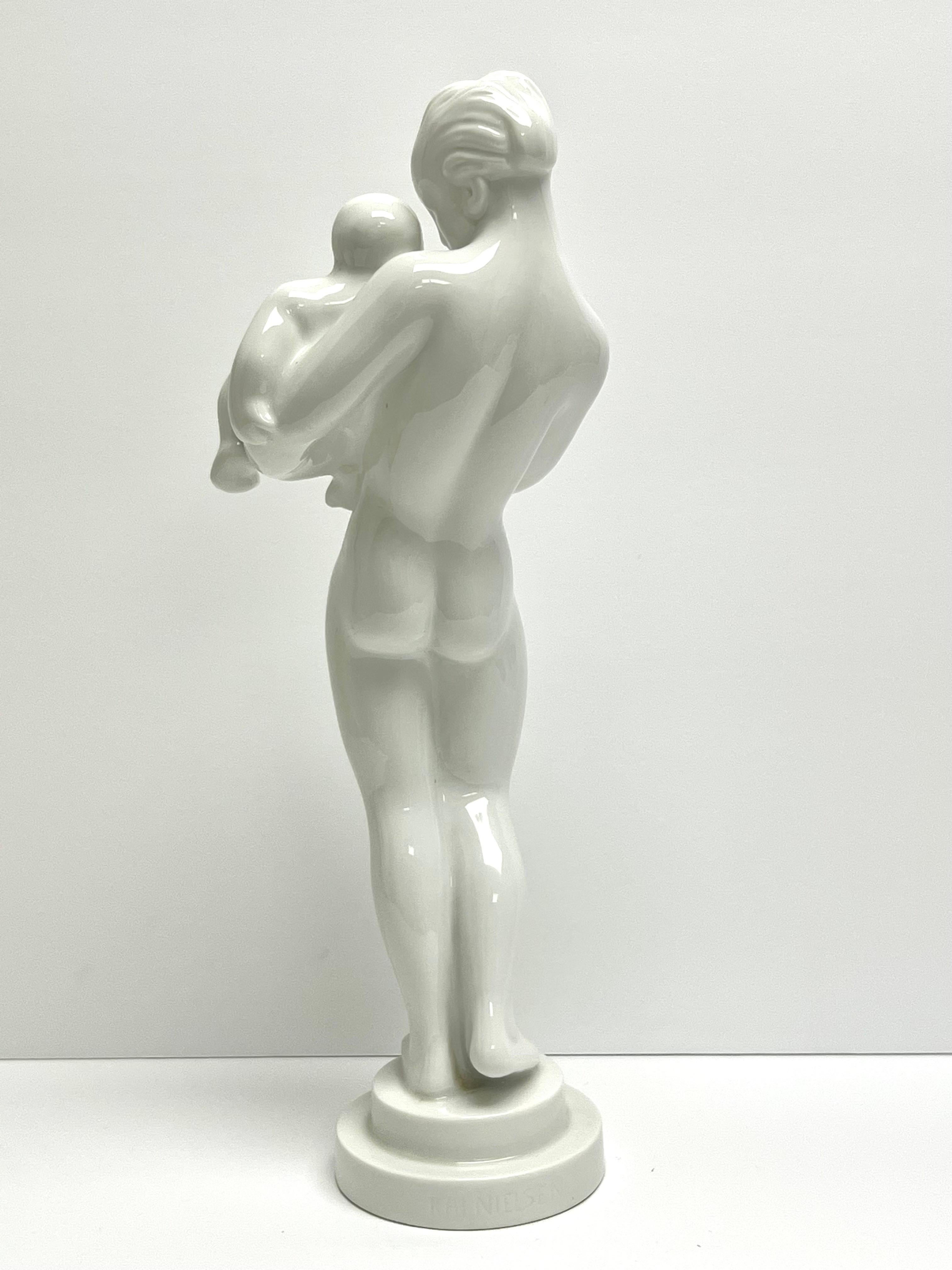 Mid-20th Century Kai Nielsen Bing Grondahl B G Sucking Baby White Porcelain Sculpture