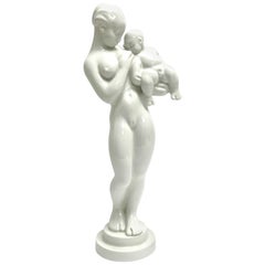 Vintage Kai Nielsen Bing Grondahl B G Sucking Baby White Porcelain Sculpture