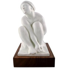 Kai Nielsen 
Girl Sitting
, Figure of White Glazed Ceramics