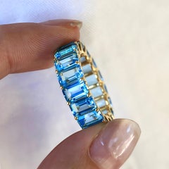 Kai Nora 11.0ctw Emerald-Cut Topaz Eternity Ring