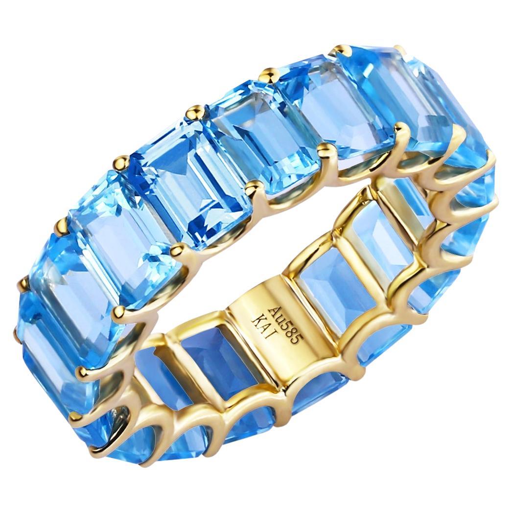 Bague d
éternité Kai Kai 11.0ctw Emerald-Cut Topaz en vente