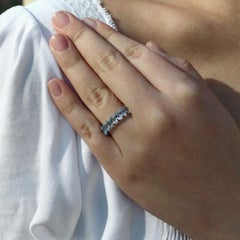 Kai Nora 4.50 Oval Cut Natural Aquamarine Eternity Ring in 14K Solid Gold