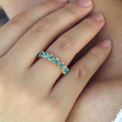 Kai Nora 5.00ctw Heart Natural Blue Topaz Eternity Ring in 14K Solid Gold