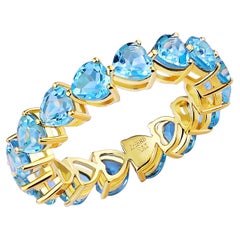 Kai Nora 5.00ctw Heart Natural Blue Topaz Eternity Ring in 14K Solid Gold
