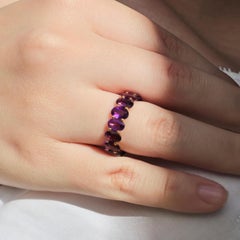 Kai Nora 7.60ctw Natural Oval Cut Amethyst Eternity Ring in 14K Solid Gold