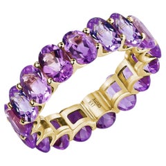 Kai Nora 7.60ctw Natural Oval Cut Amethyst Eternity Ring in 14K Solid Gold