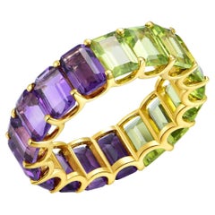 Kai Nora Emerald-Cut Amethyst & Peridot Duo Eternity Ring