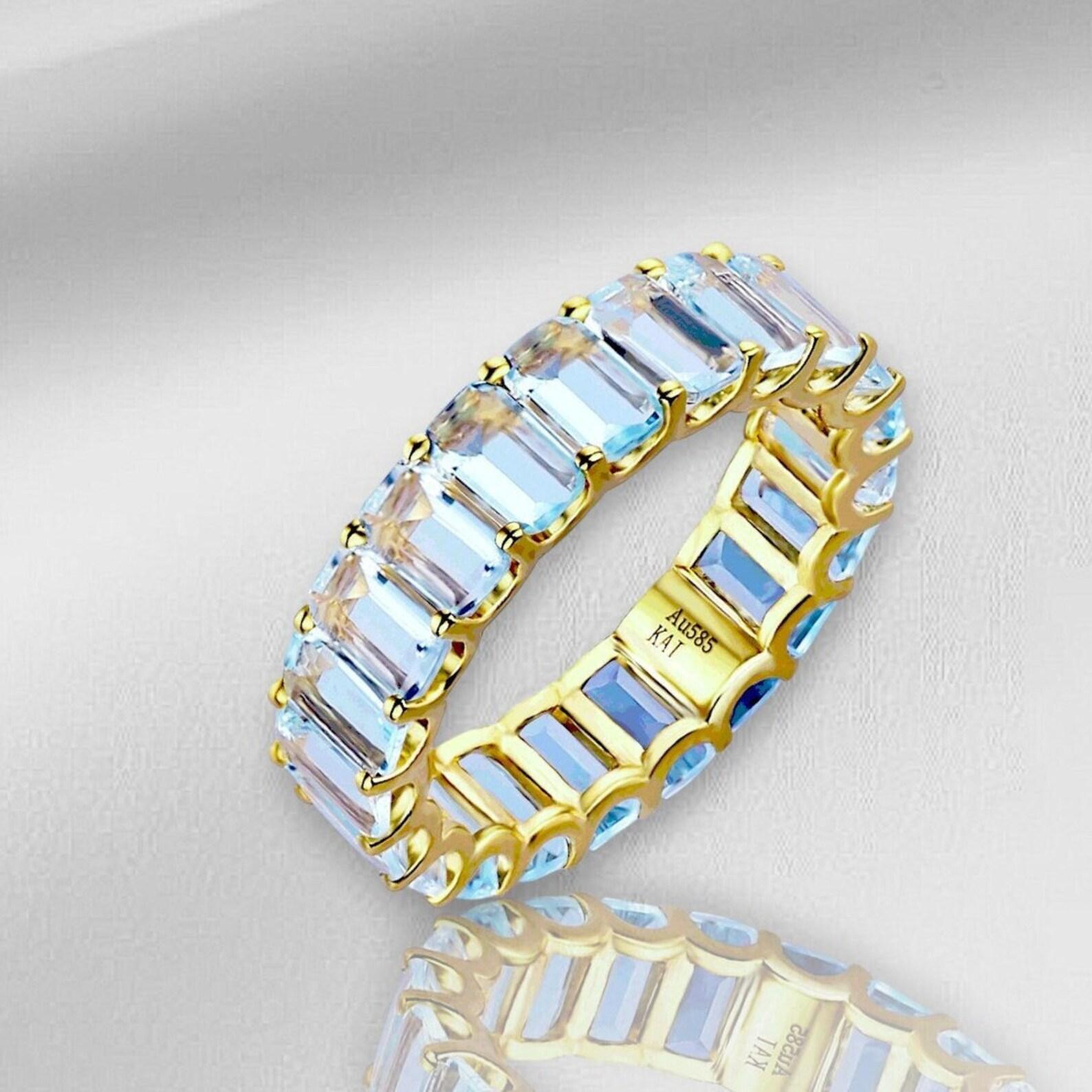 Women's Kai Nora Emerald-Cut Aquamarine Eternity Band For Sale