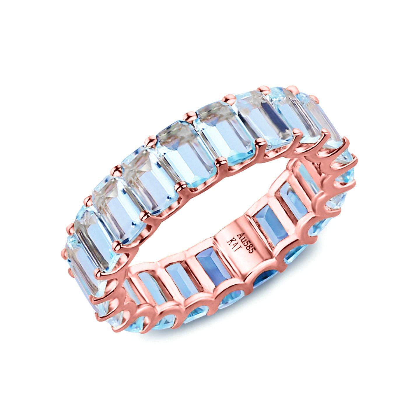 Kai Nora Emerald-Cut Aquamarine Eternity Band For Sale 2