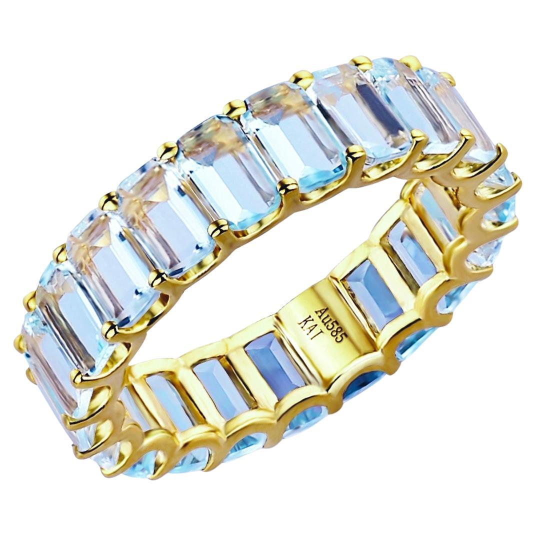 Kai Nora Emerald-Cut Aquamarine Eternity Band