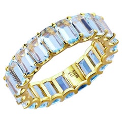 Kai Nora Emerald-Cut Aquamarine Eternity Band